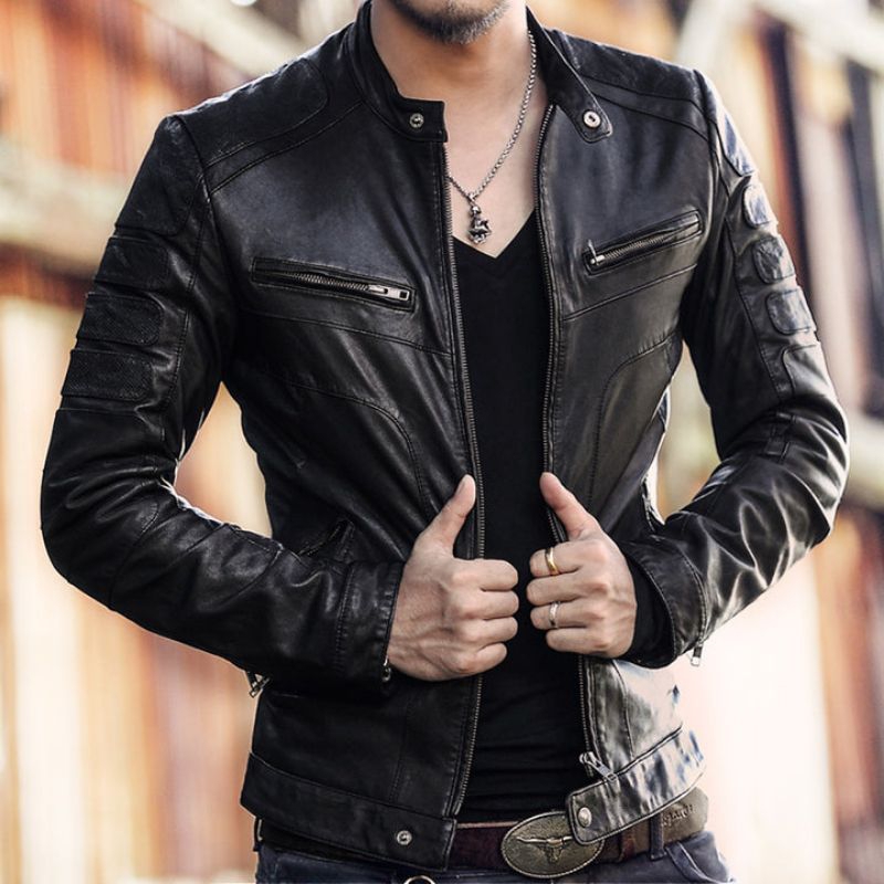 JAKET KULIT DOMBA ASLI-JAKET MOTOR KULIT ASLI-JAKET KULIT PRIA ROCKER-JAKET KULIT BIKERS-JAKET KULIT