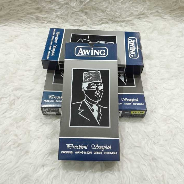 PECI/SONGKOK NASIONAL TANPA KERTAS HITAM AWING MOTIF TULIP PERAK (PREMIUM)