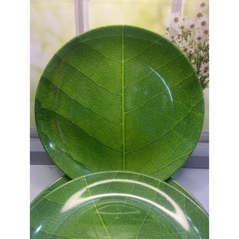 PIRING SAJI MELAMIN BEST QUALITY MOTIF DAUN