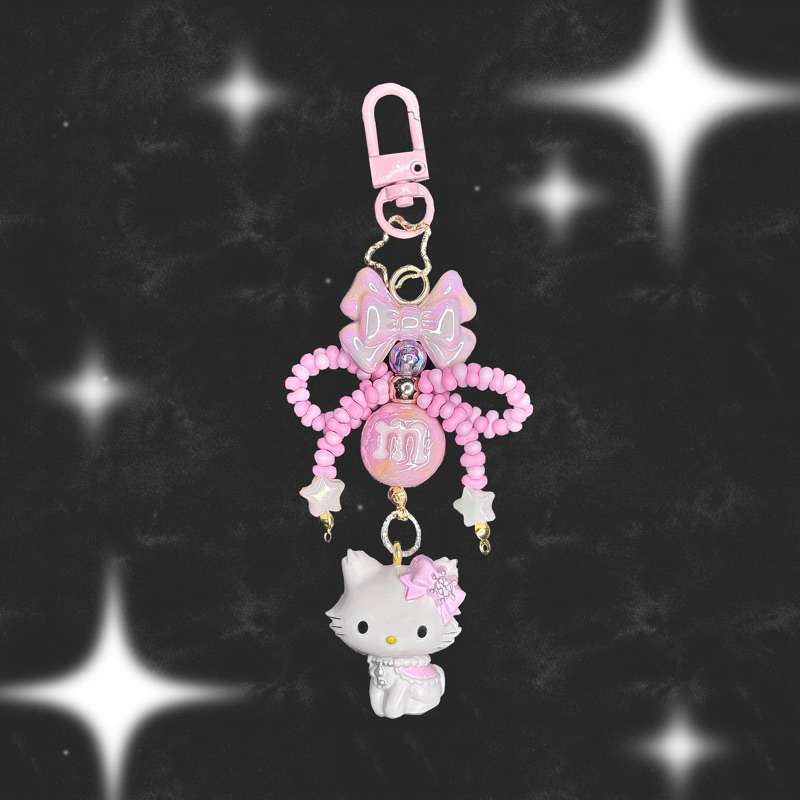 keyring sanrio charmmy charm kitty cat hello kitty cat beads coquette strap
