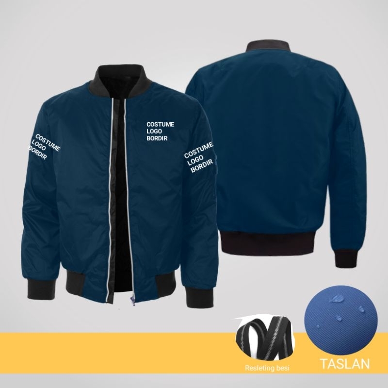 Jaket Bomber Taslan Label derossastore waterproof costume bordir