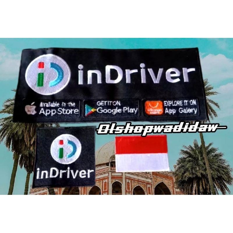 Emblem InDriver Logo Bordir 1 paket Lengkap Dasar hitam Bordir komputer Logo Ojol InDriver