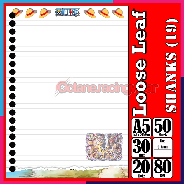 

Loose Leef Leaf A5 Isi 50 Lembar Binder Karakter Shank Trafalgar Law Anime One PieceTerbaru Polos refil Refill Vol-38