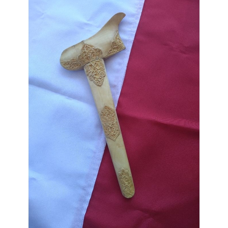 Pesanan Preorder warangka keris 28cm kayu kemuning gading| deder keris | handle keris