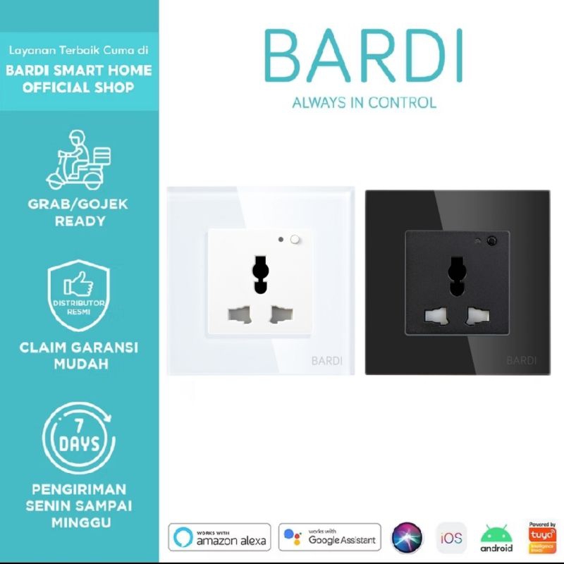 BARDI Official Smart Wall Socket Wifi UNI White Garansi Resmi Bardi 1 Thn