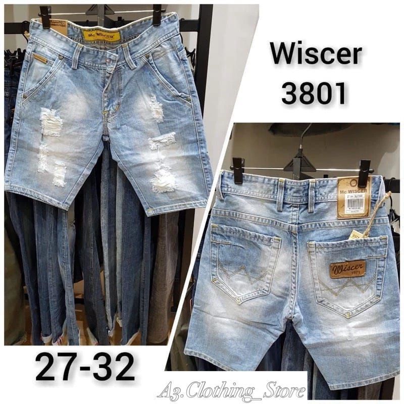 celana jeans wiscer sobek pendek // celana pendek pria wiscer original // celana pendek distro model