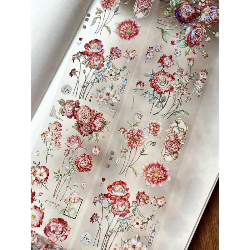 

(Kiricart) ZIYUANSU Small Red Roses Flower PET with KISS CUT Sticker Aesthetic / Journaling / Scrapbooking / DIY / Art and Craft