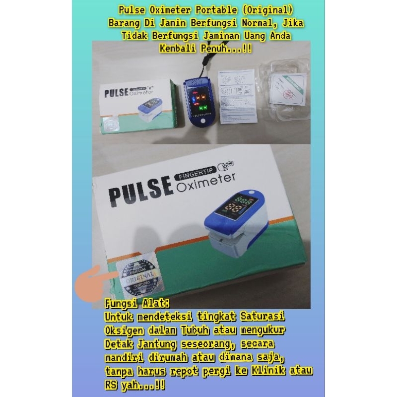 Oximetry Oximeter Digital Portable Alat Diagnosa Saturasi Oksigen Detak Jantung Tubuh (Produk Origin