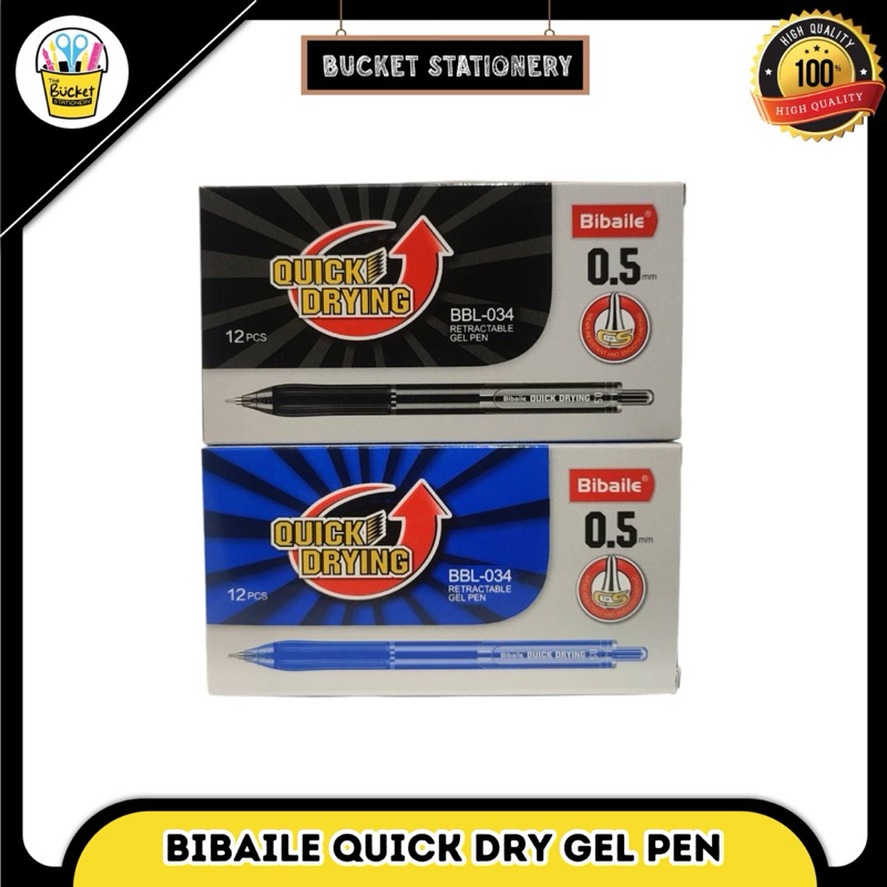 

quick drying retractable gel pen 0.5mm BBL-034 Bibaile gel pulpen high quality ( mirip sarasa / uni )