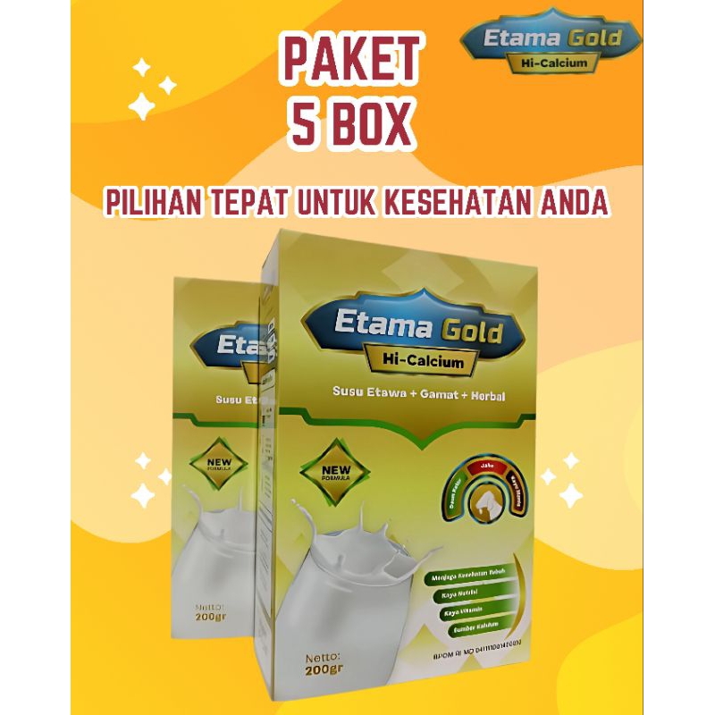 

( 5 BOX) Etama Gold Susu Etawa Plus Gamat Rekomendasi Ilmiah Atasi Nyeri Sendi & Tulang