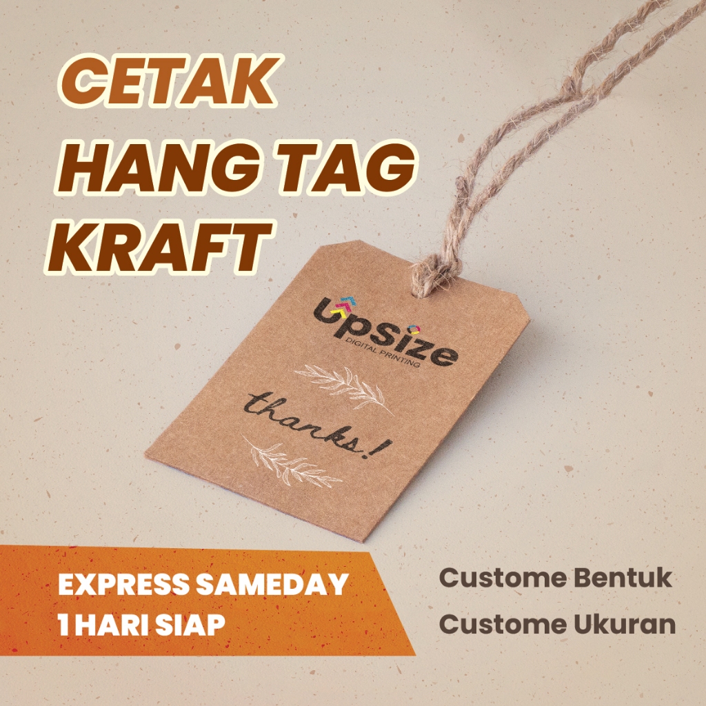 

EXPRESS - SAMEDAY - 1 HARI SIAP | Cetak Hang Tag KRAFT - LABEL BAJU - WHITE INK ( OPTIONAL )