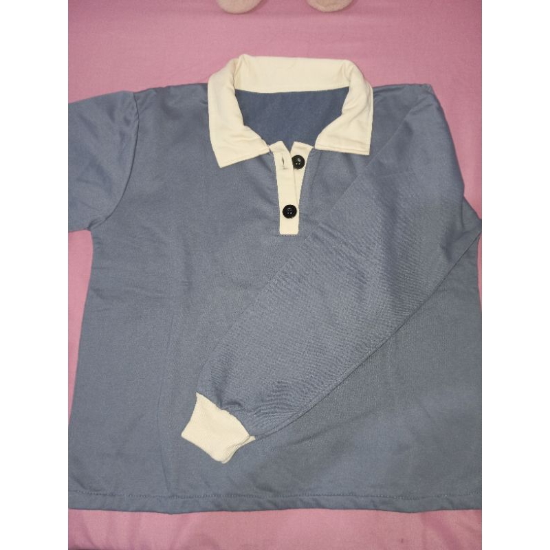 Sweater Crop Biru Muda