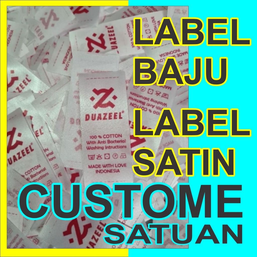tag wash tag brand label baju satin putih 4cm CUSTOME SATUAN