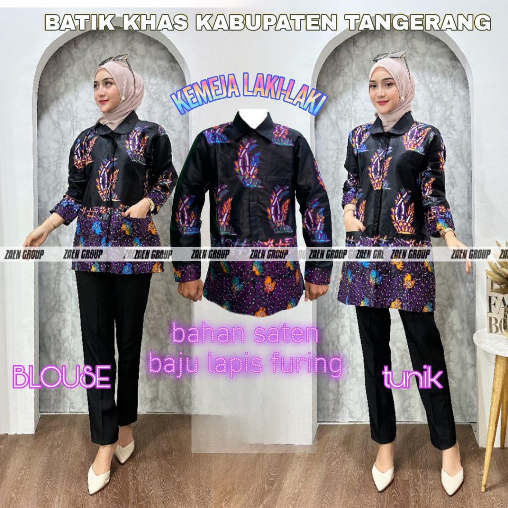 BATIK KHAS KABUPATEN TANGERANG TERBARU 2024 KEMEJA JADI MAUPUN BAHAN AYAM PARANG WARENG