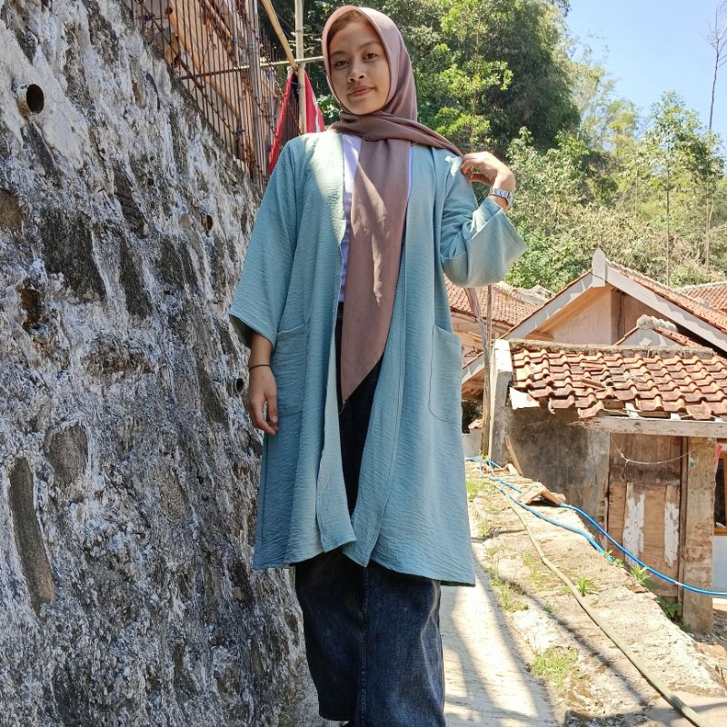 crinkle cardigan / long cardigan fashion muslim