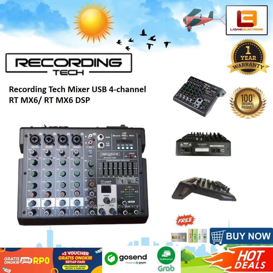 Recording Tech Mixer USB 4-channel RT MX6/ RTMX6 DSP