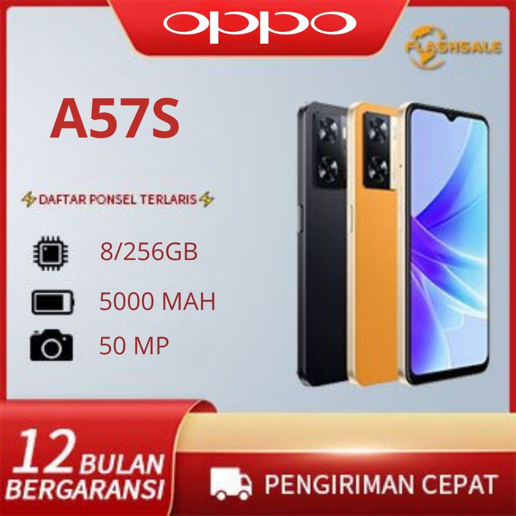 HP OPPO A57S RAM 8/256GB BATERAI 5000 mAH FAST CHARGING NEW PRODUK FULLSET SEGEL | GARANSI 12 BULAN