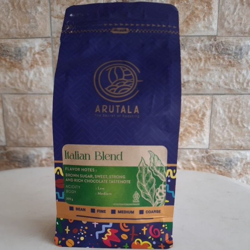 

Biji/Bubuk Medium Kopi Italian Blend ARUTALA 200gr