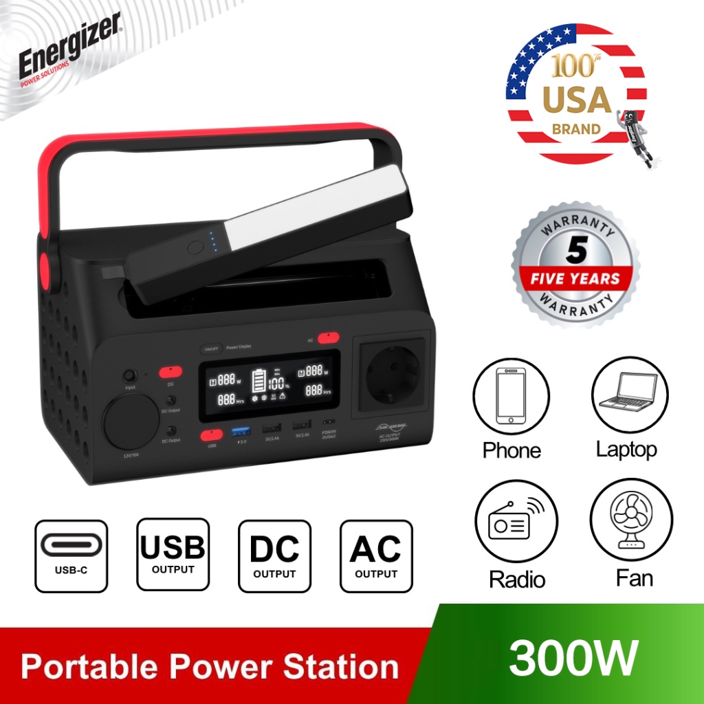 Energizer Portable Power Station 293Wh/300W Genset Portable Outdoor Camping Working Hiking