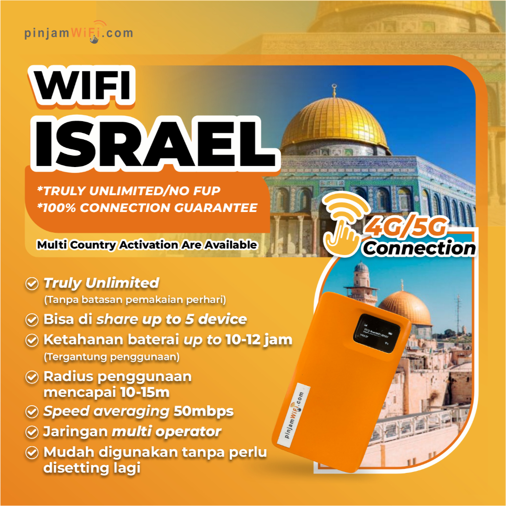 Pinjam Wifi Sewa Modem Portable Israel Harian - Truly Unlimited No Fup Daily