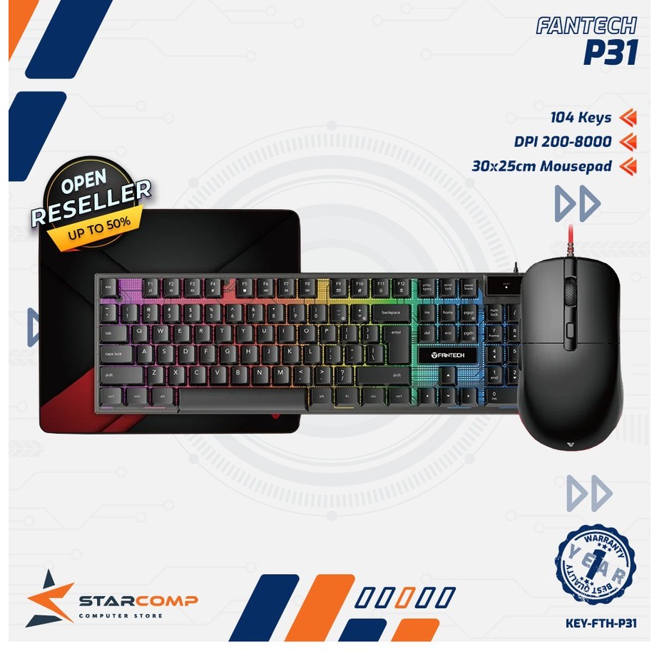 Fantech 3 in 1 Combo P31 Gaming Keyboard Mouse Mousepad