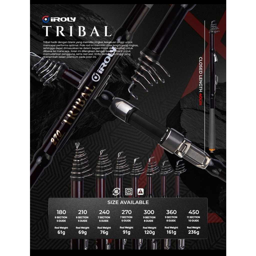 Joran Tegek Kolong Iroly Tribal 180 - 450 Ruas Pendek