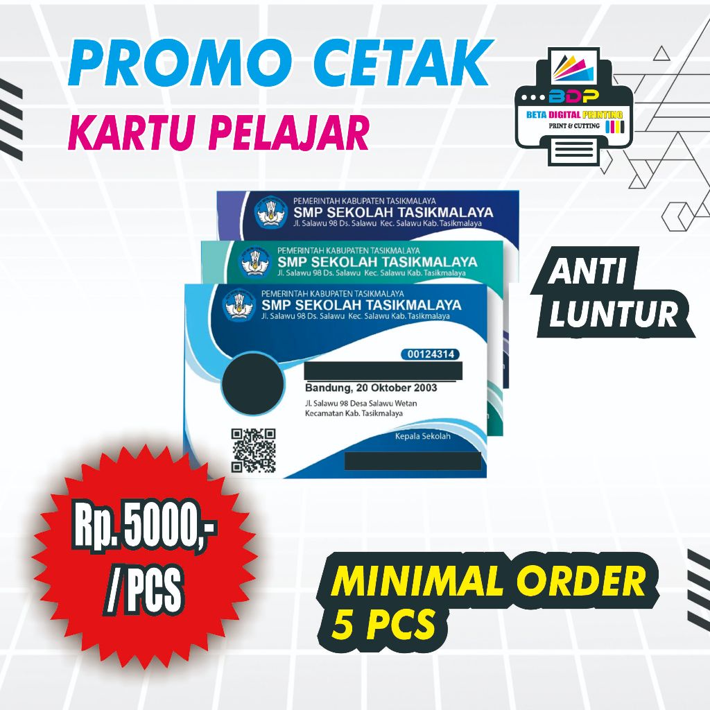 

CETAK ID CARD / KARTU PELAJAR / KARTU ORGANISASI ANTI LUNTUR