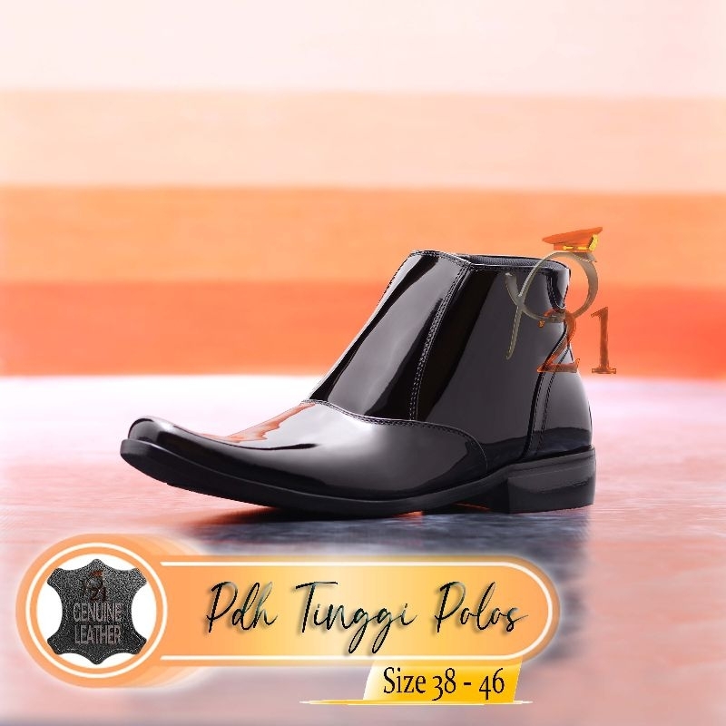sepatu pdh pria merk p21 kulit asli model PDH TINGGI POLOS