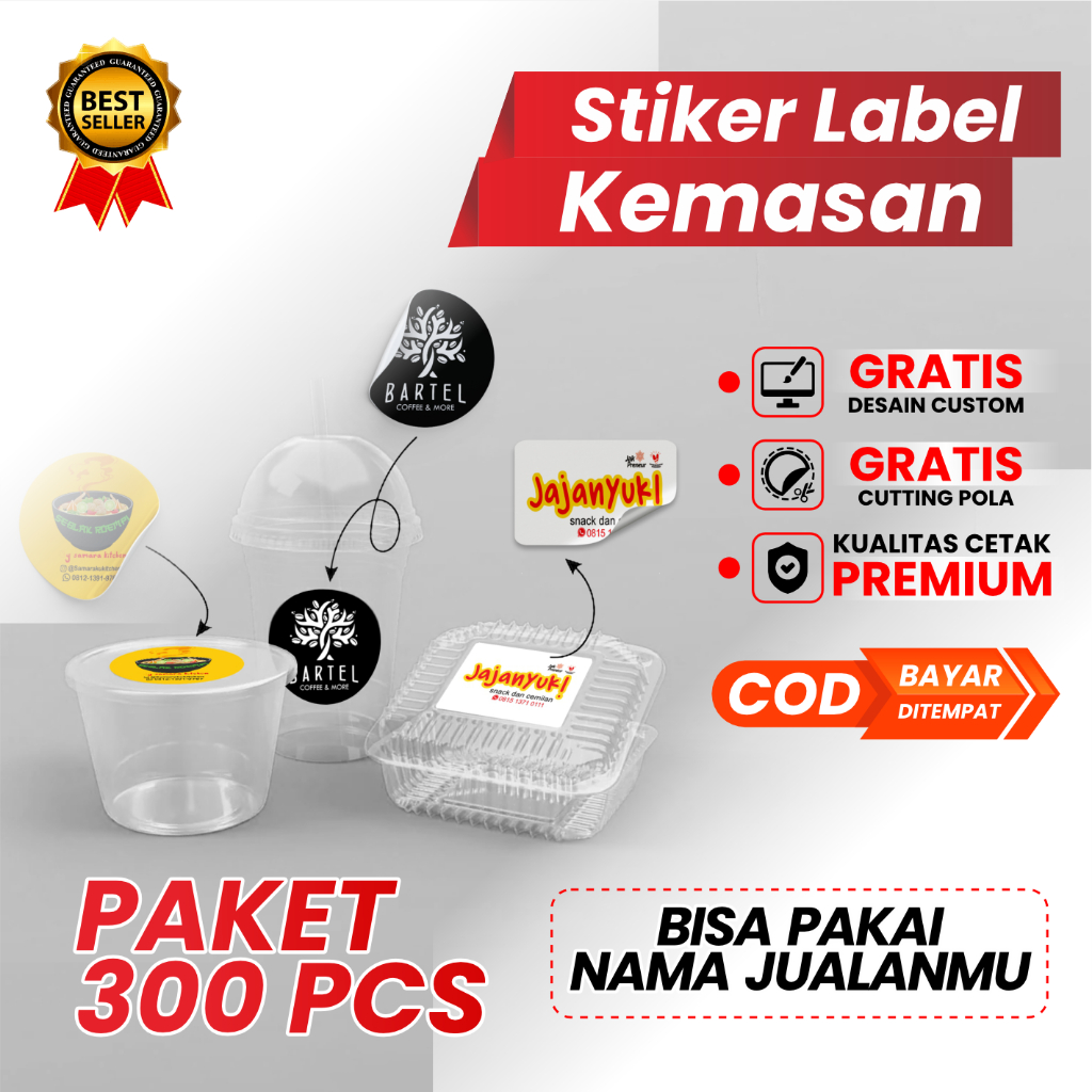 

Cetak Stiker Vinyl | Cetak Stiker Transparant | Cetak Stiker Paket 300 PCS | Ukuran 5 CM s/d 7 CM