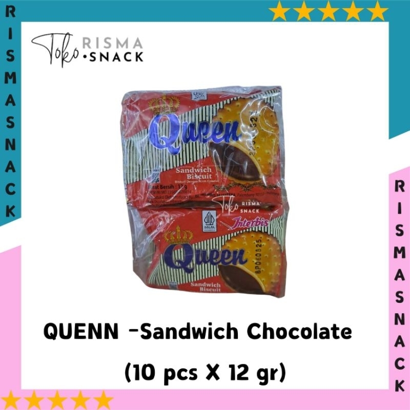 

Queen Biscuit Sandwich Chocolate kemasan (10pcs x 12gr)