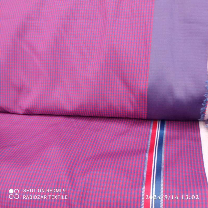 KAIN KATUN KOTAK SALUR PINGGIR FANTA BIRU PREMIUM GARMENT