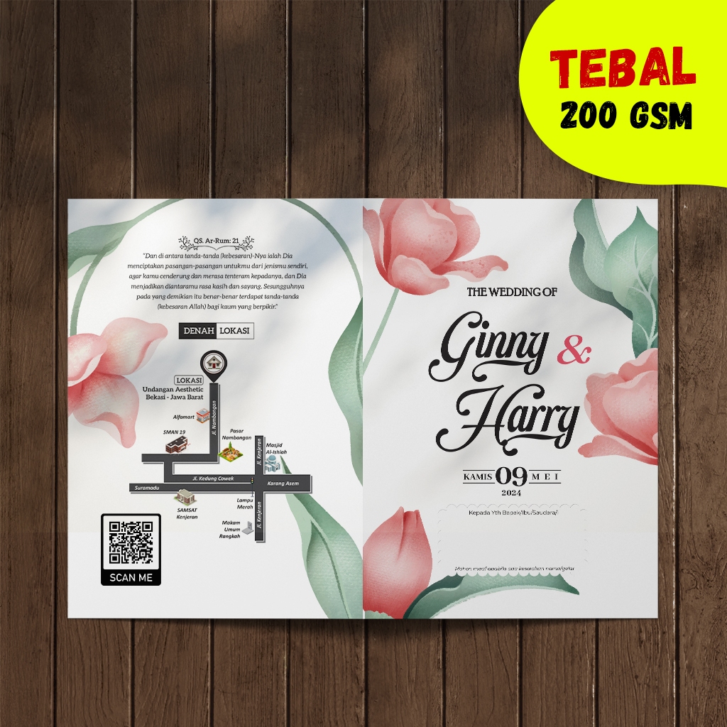 Undangan Pernikahan Murah Undangan Pernikahan Unik Undangan Rustic Elegan Rose Mawar Free Denah Foto