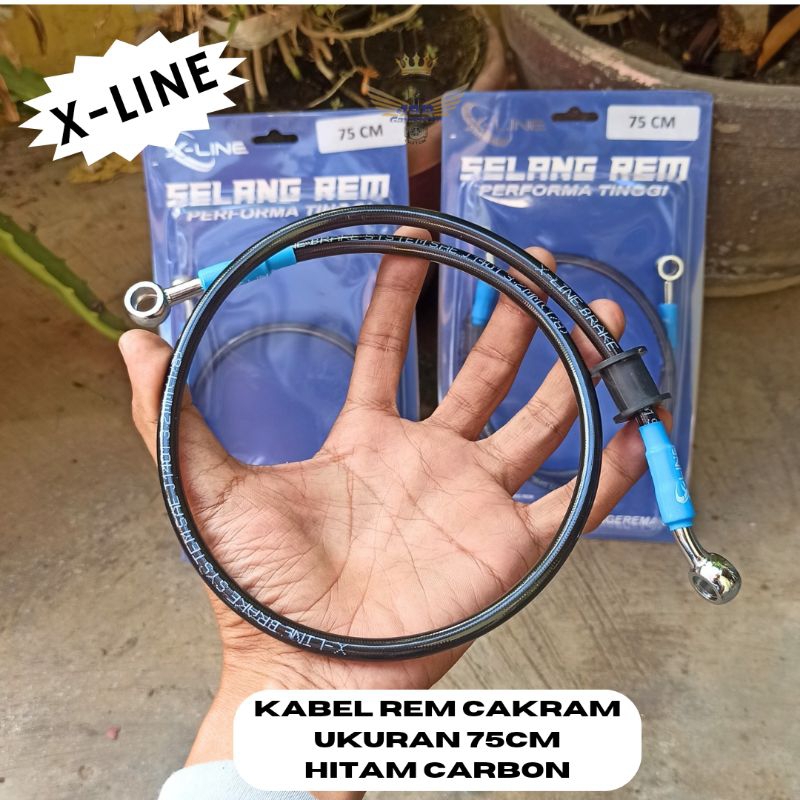 Selang Rem Cakram Hitam Carbon XLINE 75 cm