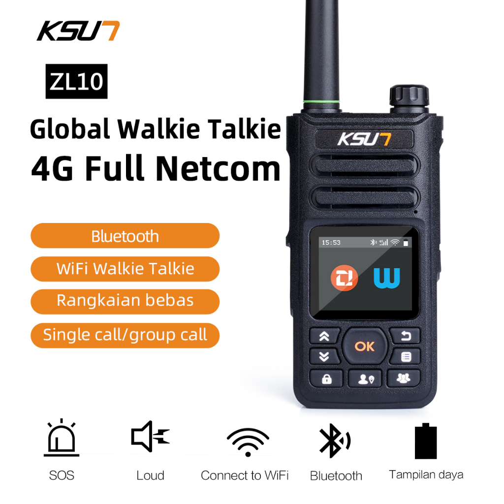 KSUN POC HT ZL10 Global  Walkie talkie zello Walkiefleet app HT jarak jauh 1000KM 4G/WIFI