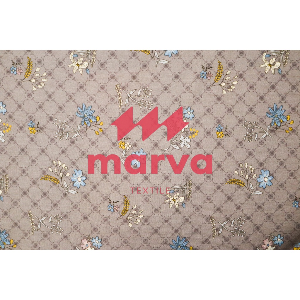 Kain Batik Meteran Premium Bahan Rayon motif bunga warna abu-abu by Marva textile