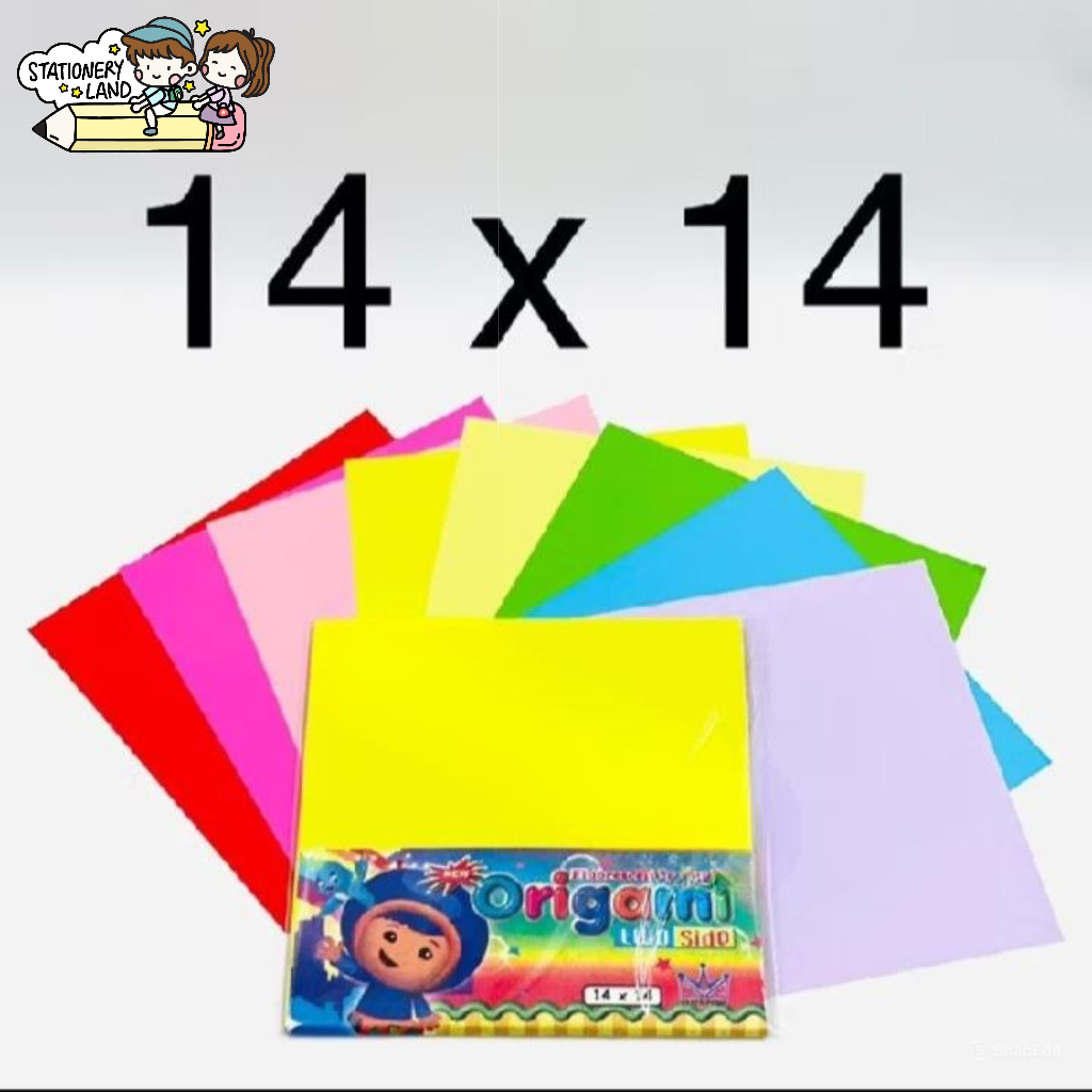 

( StaLand / DAPAT 1 PLASTIK ) KERTAS LIPAT PAPER PRIME 2 SISI 14 X 14 / Origami Warna Fluorescent 2 Sisi Bolak Balik 14 x 14 CM