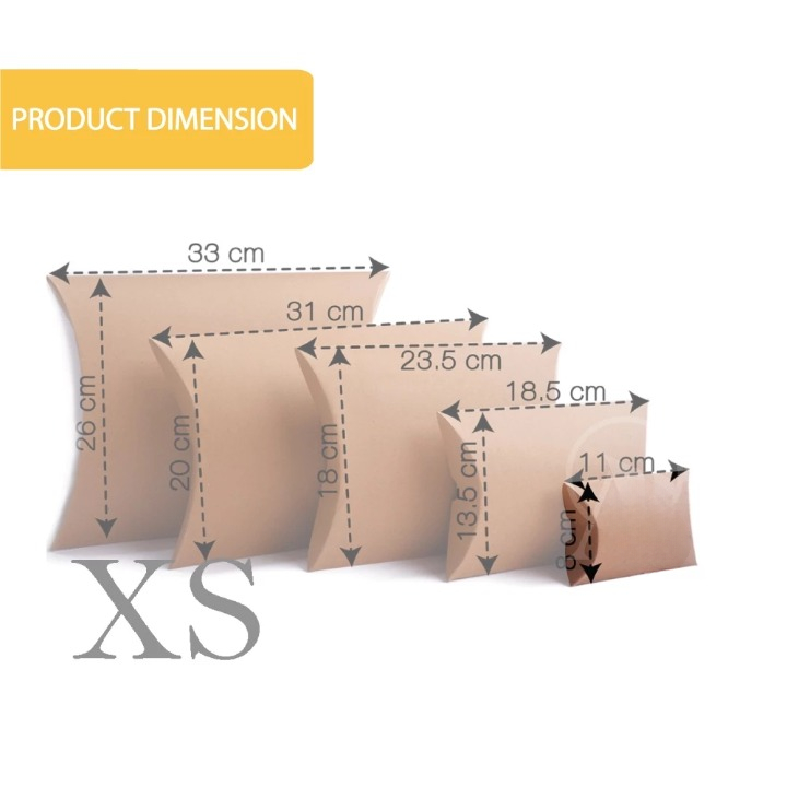 

pillow box s small kemasan bungkus kemasan brwon krft paper packaging paperbox ukuran 13.5x18.5cm