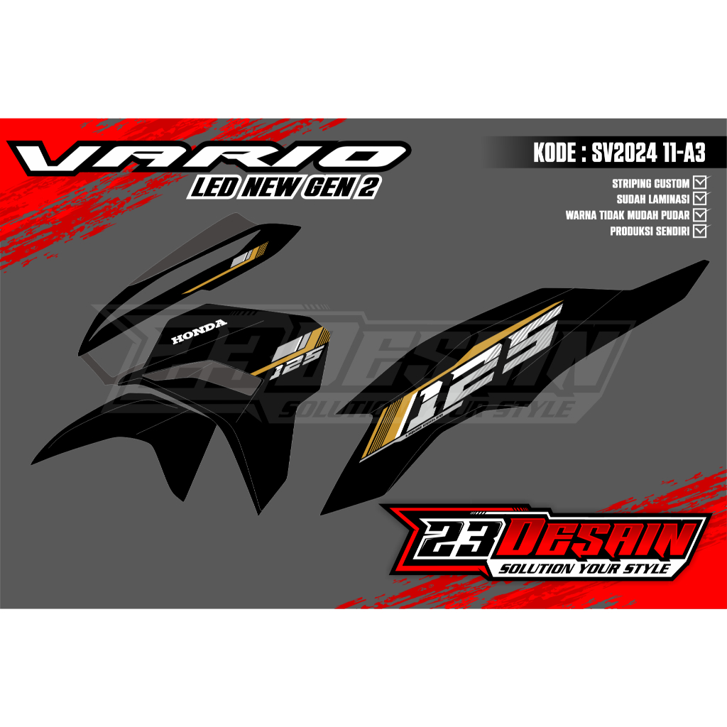 striping sticker vario led new gen2 striping vario gen2 125 motif warna Vietnam malaysia custom stri