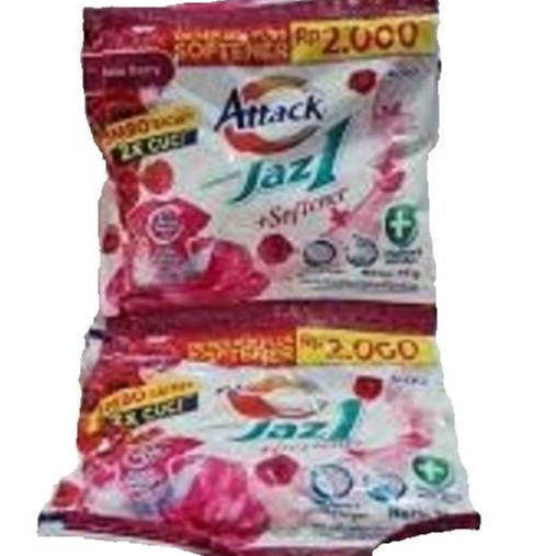 ATTACK JAZ1 Plus Softener Detergen Sachet 2000 an 1 Renceng isi 6 Pcs 75gr Rose Berry Jaz 1 Bubuk
