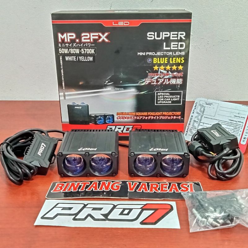 PRO7 MP2FX Premium led mini projector double lens square mini foglamp lampu sorot 2 mata singgel las