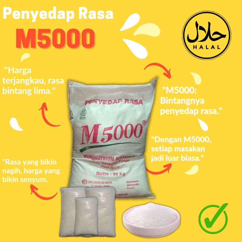 

Penyedap Rasa M5000 - Dijual / 1 kg - Penyedap Masakan yang bikin enak dan Gurih