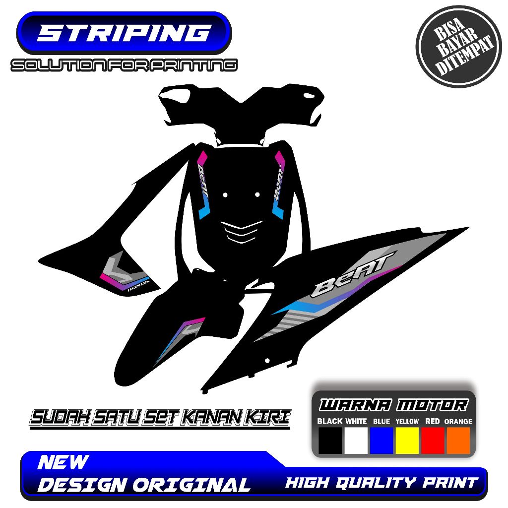 STRIPING VARIASI MOTOR HONDA BEAT OLD KARBU MOTIF RACING SIMPEL STICKER CUSTOM 06