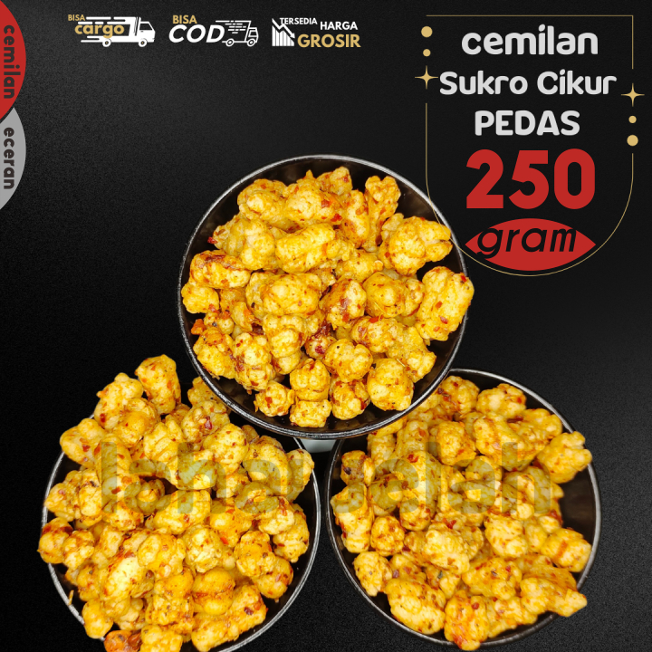 

Cemilan Keripik SUKRO CIKUR isi 250g PEDAS RENYAH by Lahawelah