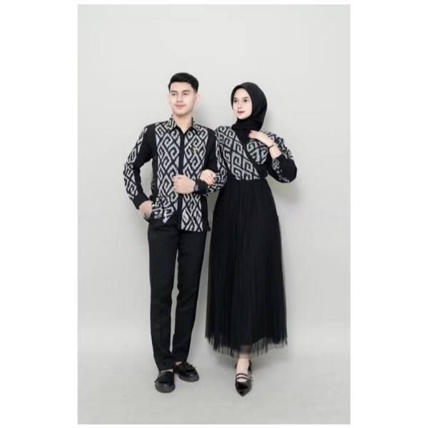 BAJU COUPLE PASANGAN KONDANGAN TENUN ETNIK  HITAM ETNIK TERBARU