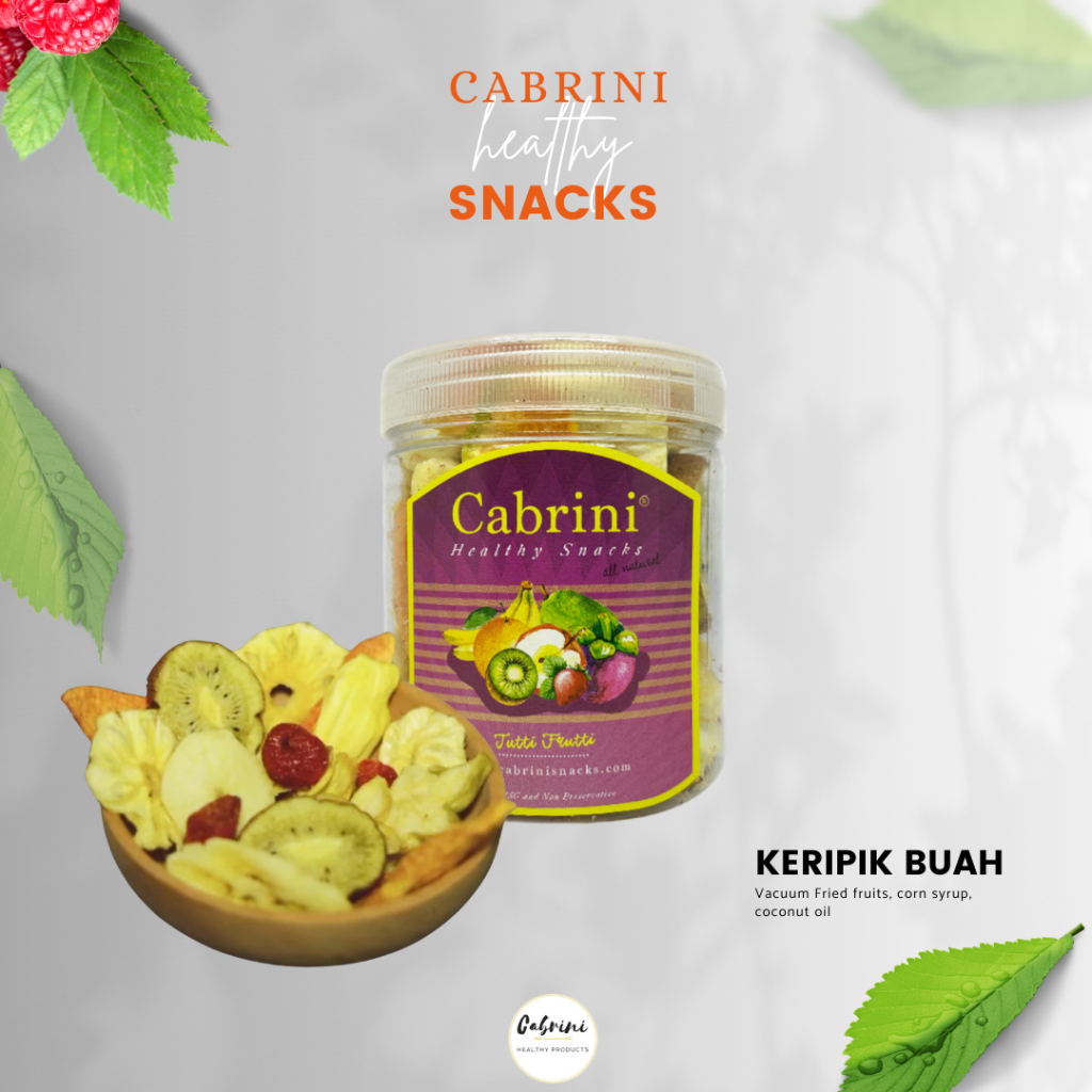 

Snack Cemilan Sehat Keripik Buah Kering Mix Produk Lokal Volume 500ml CABRINI Tutti Frutti