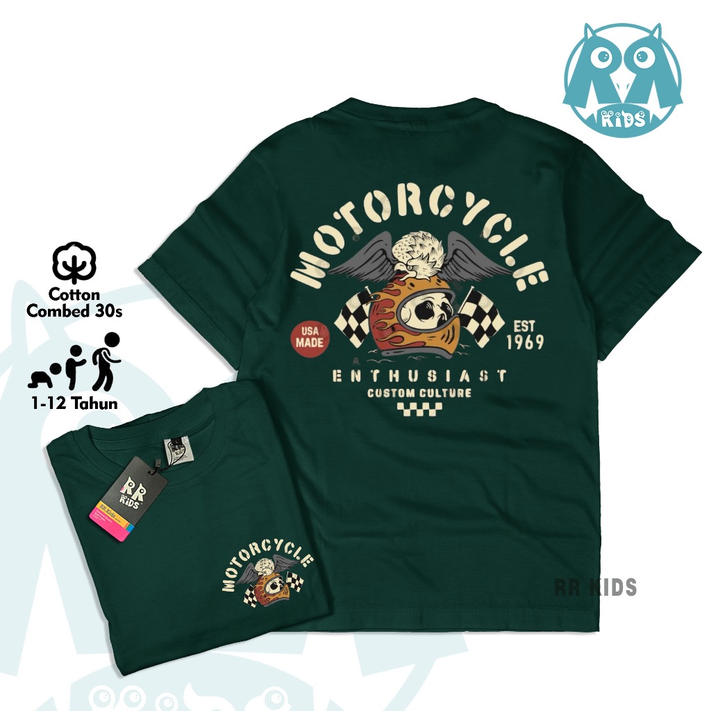 RJ8 Baju Kaos Distro Anak Laki Laki Perempuan Kaos Anak Catoon Combed 30s 1Thn-12Thn Premiun 2