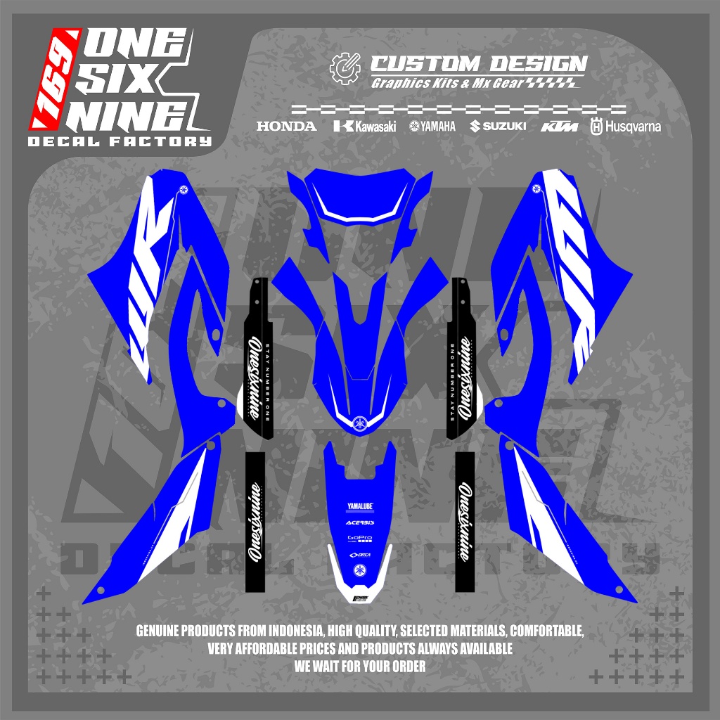 Decal Yamaha Wr 155 Biru Simple - Decal Wr 155 Biru List Putih Free Custom Design