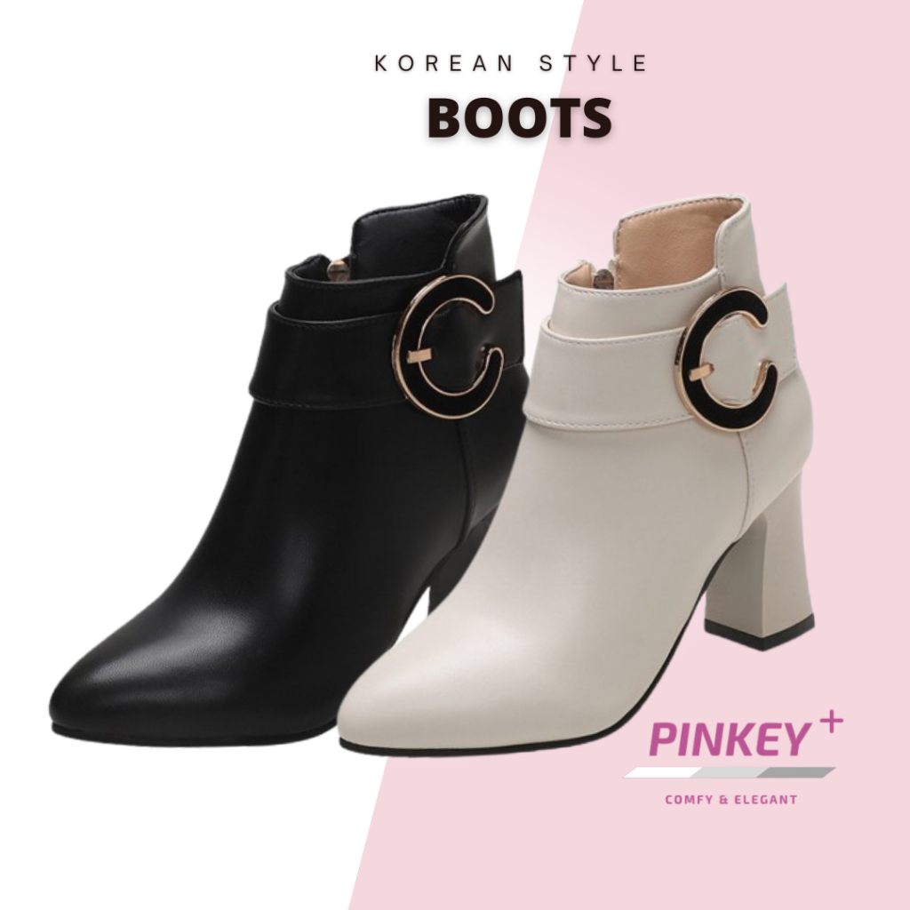 ✅PINKEY P112 Sepatu Wanita Boot Heels Hak Model Boots