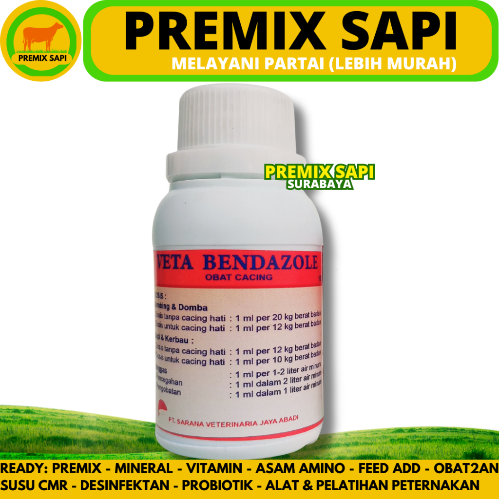 VETA BENDAZOLE 100ML - Obat Cacing Ternak - Obat Cacing Sapi - Obat Cacing Kambing - Obat Cacing Dom