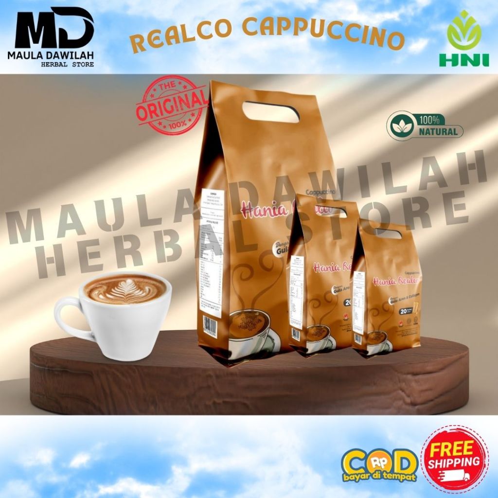 

REALCO CAPPUCINO - MINUMAN SERBUK KOPI DENGAN GULA AREN DAN KOLAGEN | HNI HPAI ORIGINAL BPOM